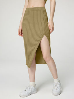 Cider - Solid Rib Pencil Skirt