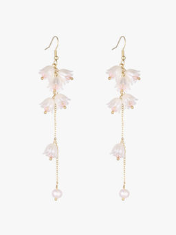 Cider - Flower Design Faux Pearl Drop Earrings