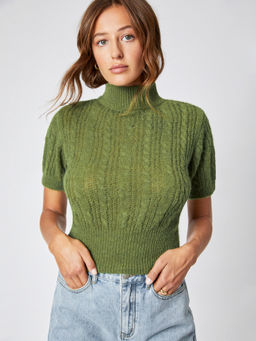 Cider - Wool-Blend Texture High Neck Sweater