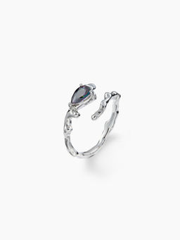 Cider - Divine Gem Crystal Silver Cuff Ring
