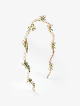 Cider - Corsages & Faux Pearl Twined Metallic Headband