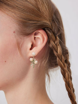Cider - Floral & Faux Pearl Earrings