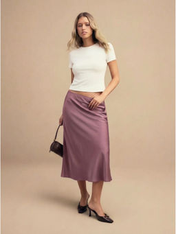 Cider - Satin Solid Ruffle Skirt
