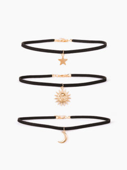 Cider - 3Pcs Whims goth Sun & Moon & Star Choker Necklace
