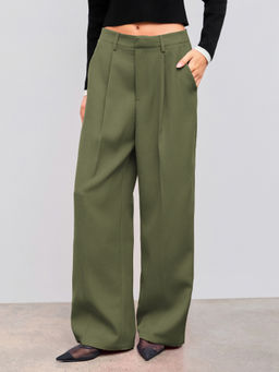 Cider - Mid Rise Straight Leg Pleated Trouser