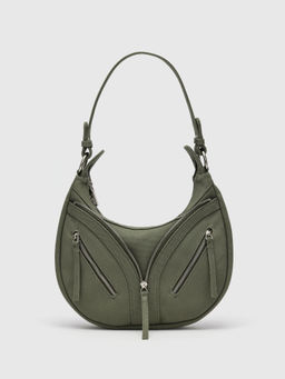 Cider - Jersey Solid Zip Up Shoulder Bag