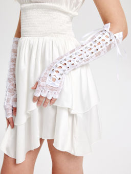 Cider - Lace Up Fingerless Long Gloves