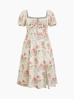 Cider - Fruit Square Neck Puff Sleeve Midi Dress Curve & Plus
