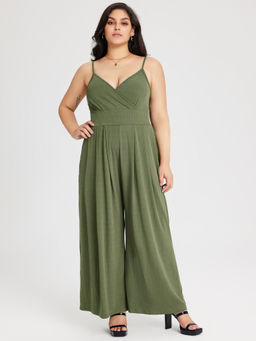 Cider - V-Neck Cami Wide Leg Jumpsuit Curve & Plus