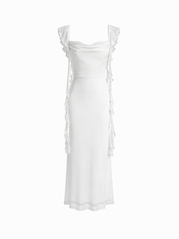 Cider - Mesh Ruffle Hem Maxi Dress