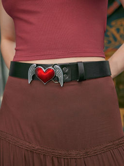 Cider - Faux Leather Heart Wing Design Belt