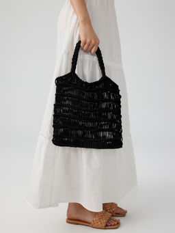 Cider - Hollow Out Knit Top Handle Bag