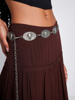 Cider - Cattle Head Detail Oval Decor Waist Chain