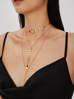 Cider - Handmade Brass Sequin Layered Choker Necklace