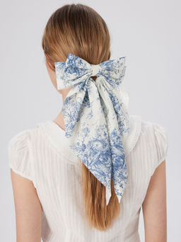 Cider - Toile De Jouy All-Over Print Bowknot Hair Clip
