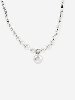 Cider - Rhinestone Decor Faux Pearl Necklace