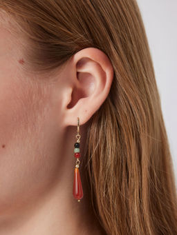 Cider - Beaded Water Drop Hoop Earrings
