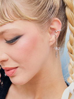 Cider - Rhinestone Decor Bow Ear Cuff