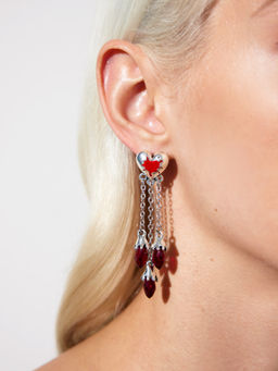 Cider - Heart Crystal Tassel Earrings