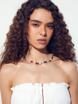 Cider - Faux Pearl & Stone Beaded Necklace