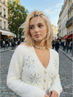 Cider - Faux Pearl & Rhinestone Decor Layered Choker Necklace