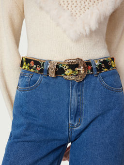 Cider - Vintage Flower Embroidery Buckle Belt