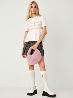 Cider - Fur Top Handle Clutch Handbag