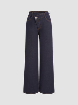 Cider - Denim High Waist Pocket Straight Leg Jeans