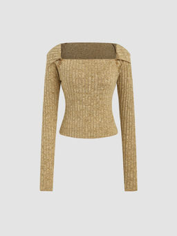 Cider - Square Neck Button Long Sleeve Top