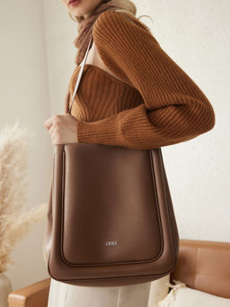 Cider - Solid Faux Leather Tote Bag