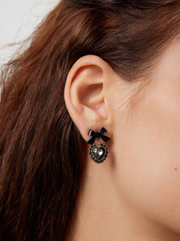 Cider - Bowknot Heart Decor Drop Earrings