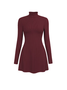 Cider - High Neck Solid Mini Dress