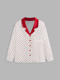 Cider - Collar Polka Dot Pyjama Top Curve & Plus