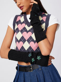 Cider - Star Decor Fingerless Warm Knitted Gloves