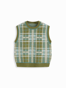 Cider - Geometric Contrasting Binding Knitted Crop Vest