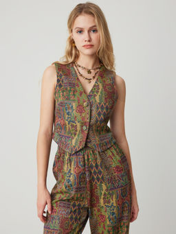 Cider - V-Neck Retro Aztec Graphic Vest