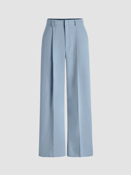 Cider - Petite Mid Rise Pleated Straight Leg Pants