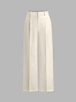 Cider - Petite Mid Rise Pleated Straight Leg Pants