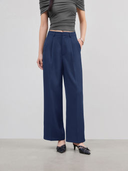 Cider - Petite Mid Rise Pleated Straight Leg Pants