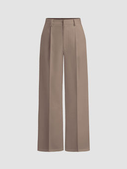 Cider - Petite Mid Rise Pleated Straight Leg Pants