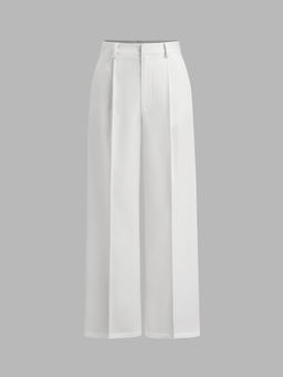 Cider - Petite Mid Rise Pleated Straight Leg Pants