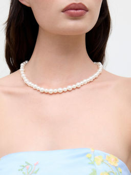 Cider - 18K Gold Plated Hand-Beaded Faux Pearl Necklace