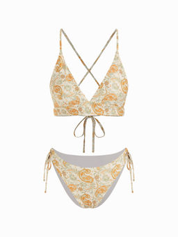 Cider - Paisley Criss Cross Tie Side Bikini Set