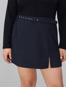 Cider - Belted Mid Rise Split Mini Skort Curve & Plus