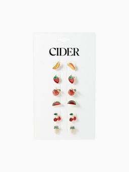 Cider - 6 Pairs Fruit Shaped Stud Earrings Set