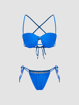 Cider - Solid Underwire Tie Side Bikini Swimsuit