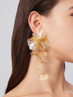 Cider - Petal Rhinestone Tassel Drop Earring