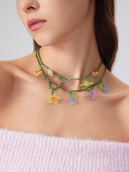Cider - Hand-Beaded Floral Necklace