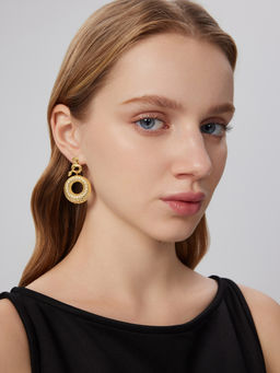 Cider - 18K Gold Plated Snake Shaped Drop Hoop Earrings