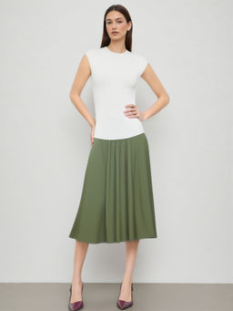 Cider - High Rise Ruffle Solid Pocket Skirt